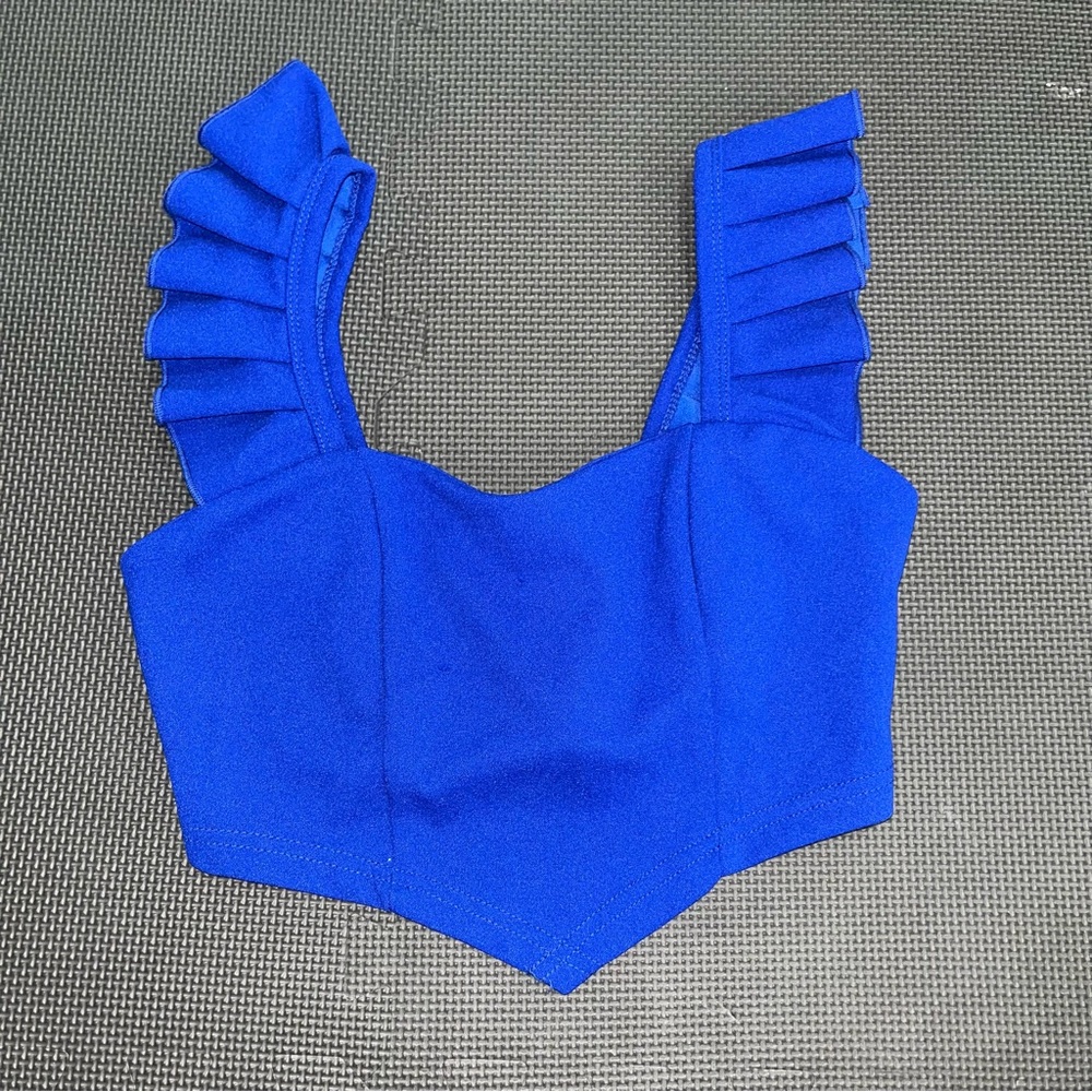 Elegant Blue Ruffled Women's Top